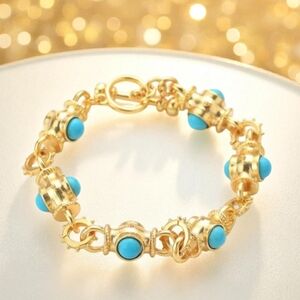 Byzantine Turquoise Bracelet  18k Gold Plating